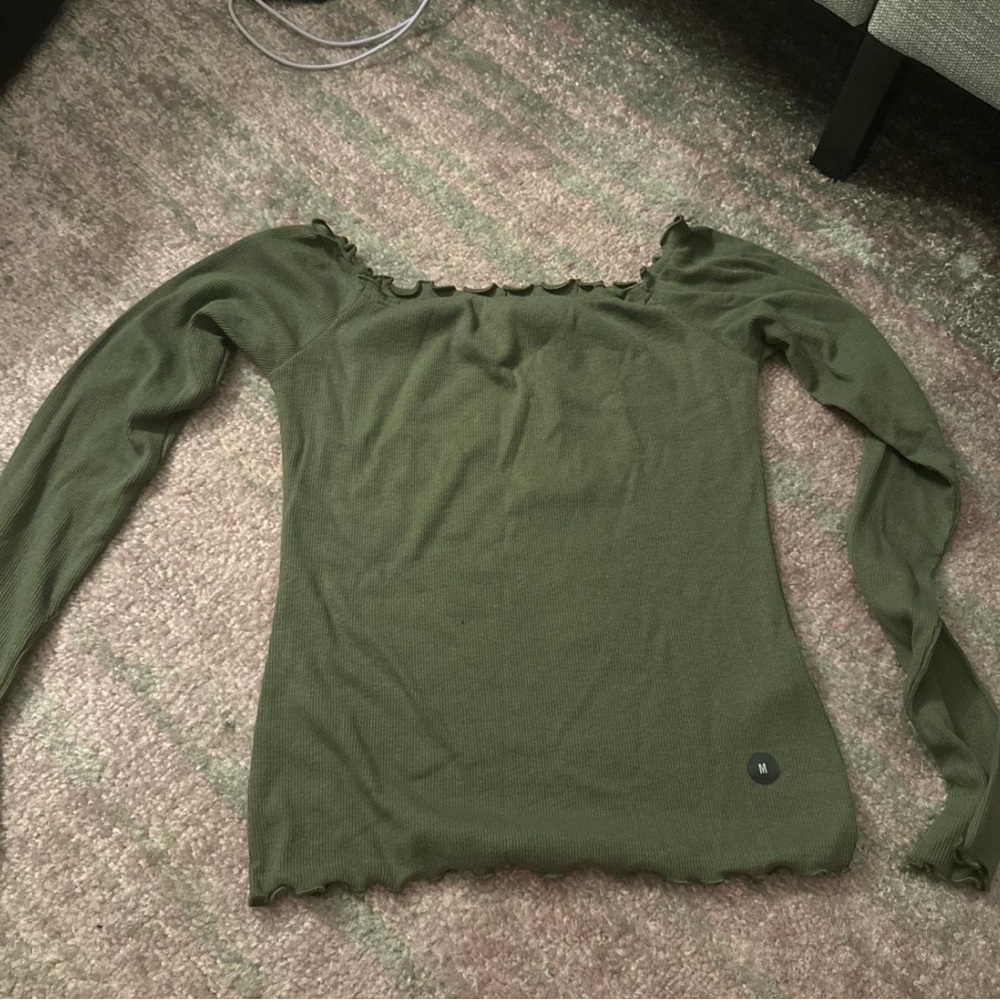 Olive Green Long Sleeve Top